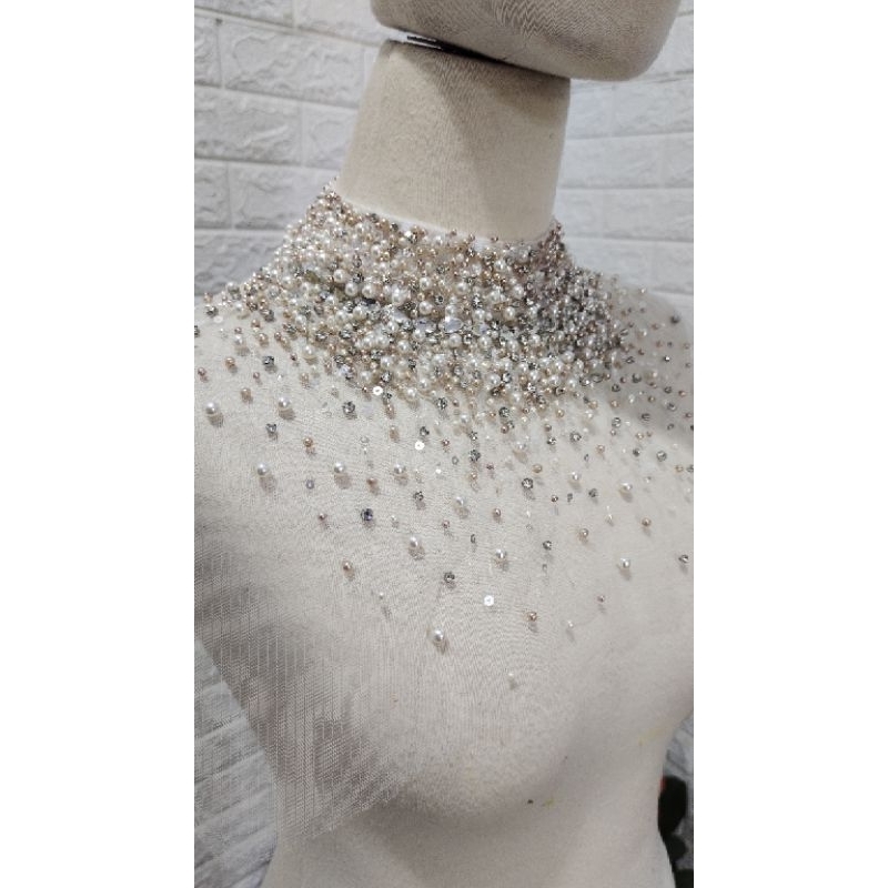 coker/hiasan leher/kalung/ coker leher/ tile payet/kalung mutiara/kebaya pengantin