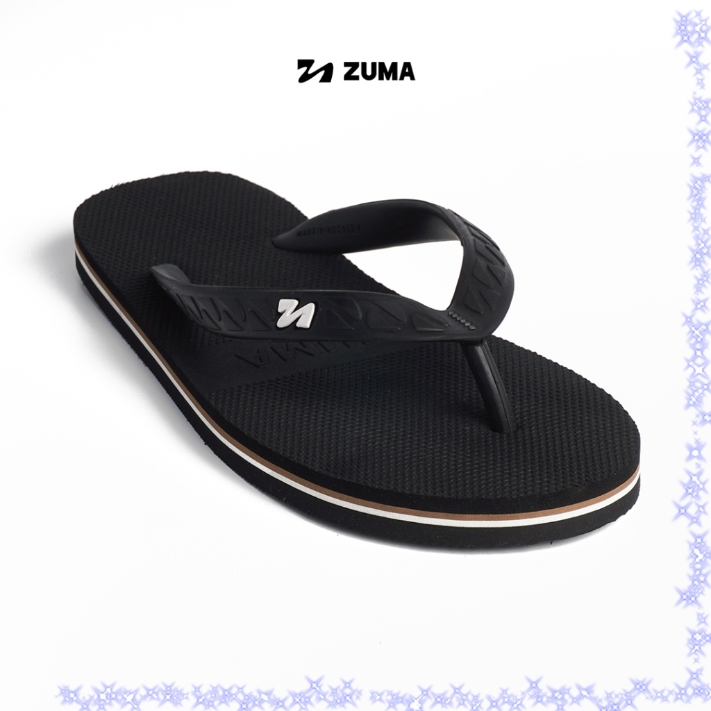 Zuma Stripe 7/Sandal Karet Sandal Jepit Cowok - Hitam Coklat Putih