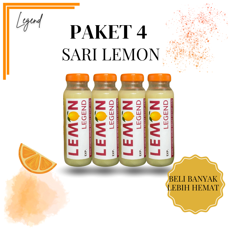 

PAKET 4 BOTOL 250 ML SARI LEMON MURNI 100% FRESH
