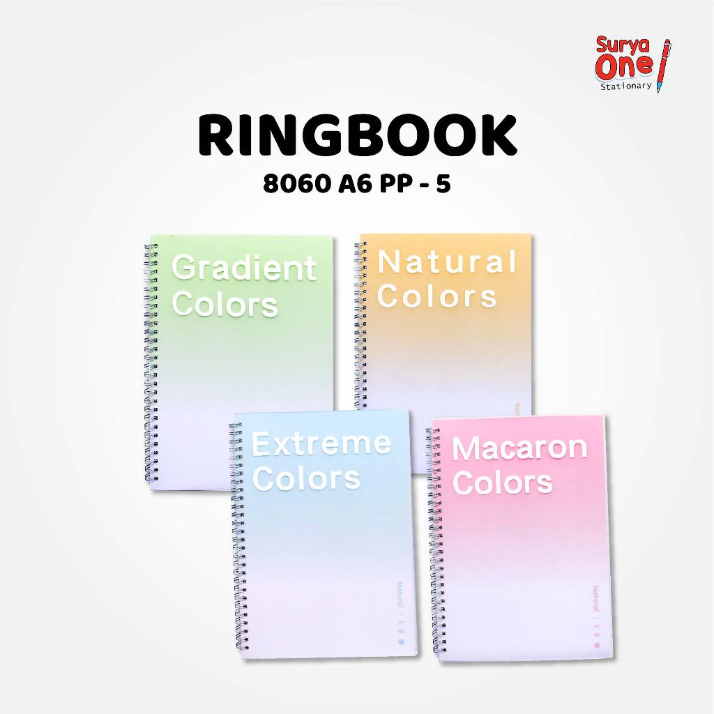 

Ring Book Greebel A6 60 Lembar 8060 A6 PP-5 / Agenda / Buku Catatan Aesthetic Spiral Suryaone