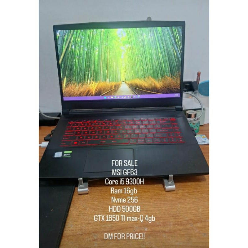 Laptop MSI GF63 CPU i5-9300H RAM 16GB NVME 256GB HDD 500GB GTX 1650 TPU
