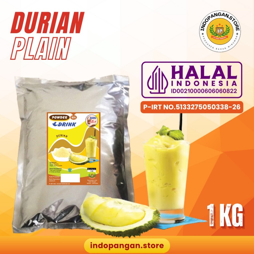 

Powder Rasa Durian 1 Kg (PLAIN) Kemasan Foil - Bubuk Minuman Rasa Durian 1 Kg