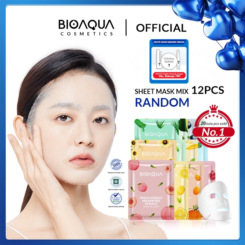 【BPOM】 bioaqua cosmetics paket wajah masker sheet mask 12 pcs bioaqua original Hydrating and Moistur