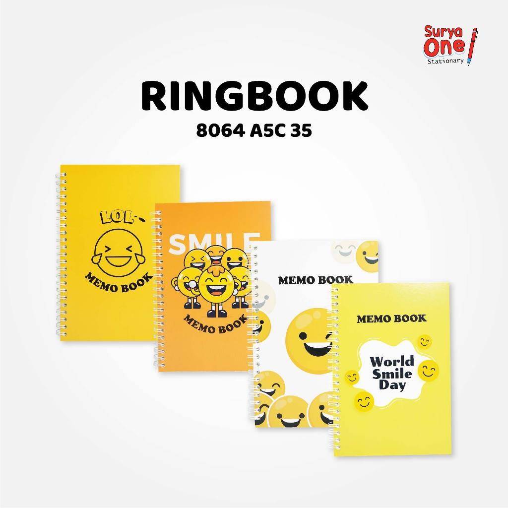 

Ring Book Greebel A5 64 Lembar 8064 A5C 35 / Agenda / Buku Catatan Motif Emoji Suryaone