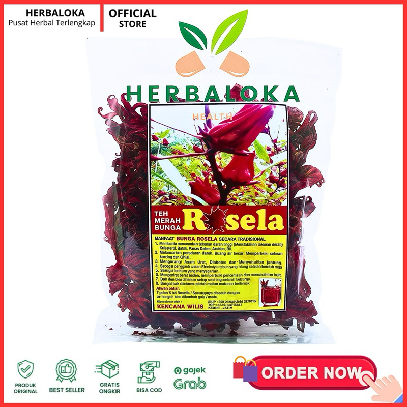 

Teh Rosella Merah Herbal Alami untuk Detoks, Kolesterol, dan Kesehatan Kulit 100% Asli