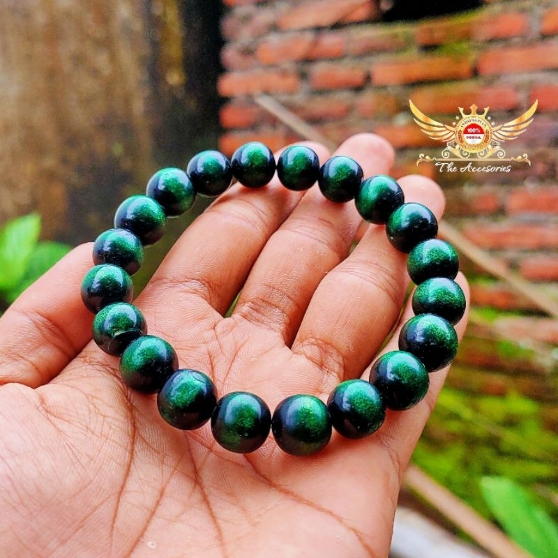 Gelang Yuser Akar Bahar Tali Arus Hijau Super Dim 12MM 100% Original
