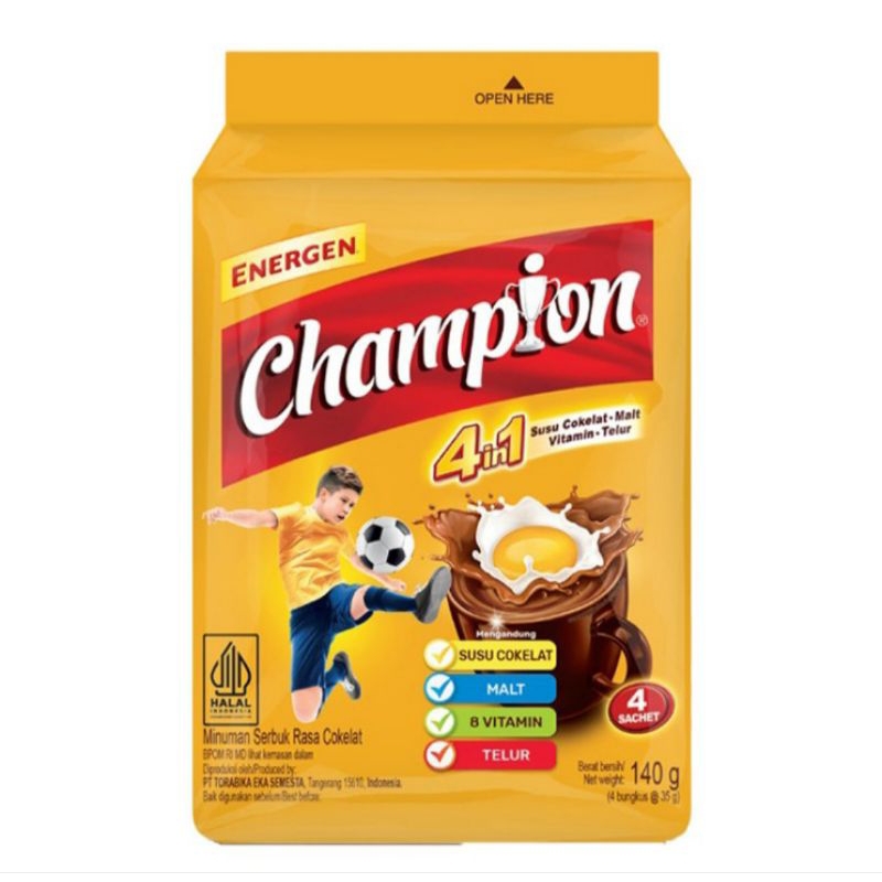

Energen Champion Minuman Serbuk Cokelat 4 x 30 g (kemasan lama dan baru tergantung persediaan)