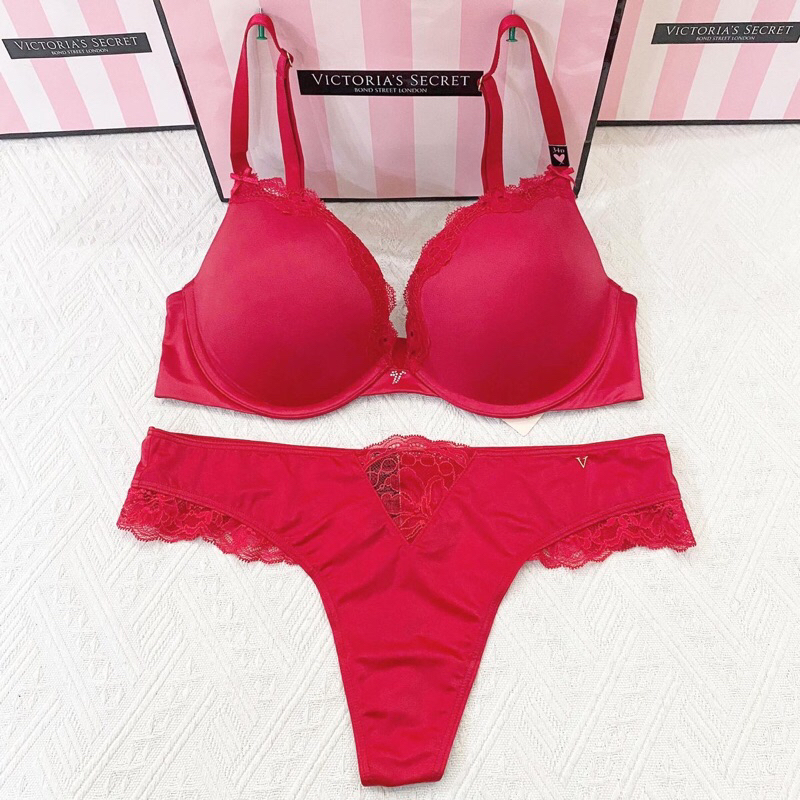 Victoria Secret Original Dream Angels Bra Set Push Up Size 34D/M 11177024