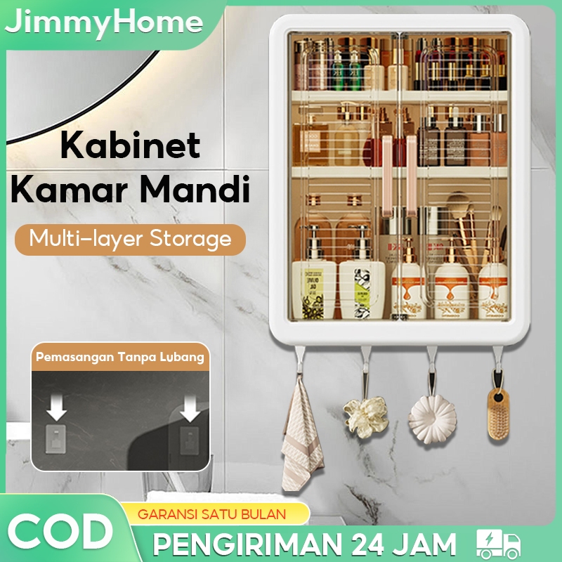 JimmyHome Rak Dinding Tempel Rak Kamar Mandi Tempel Rak Bumbu Dapur Dinding Plastik Dapur Lemari Din