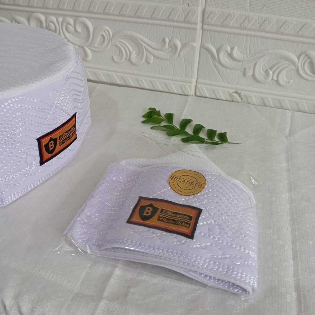Peci Songkok Kopiah Haji ikaf Madinah Bulat full ac jaring Putih Premium tinggi 9cm Murah - Peci Pri