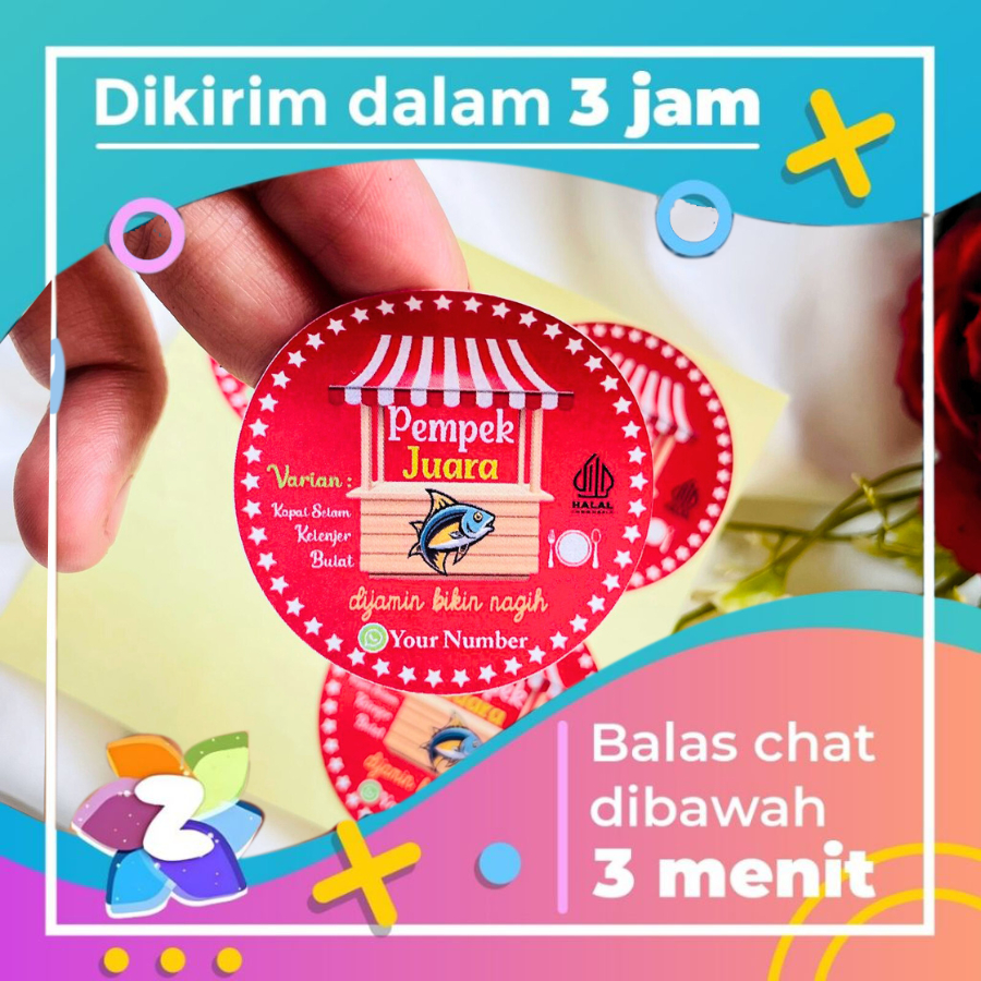 

2-4 ZND Sticker Bulat Pempek Label Makanan Packaging Stiker Produk Khas Palembang Free Desain Custom