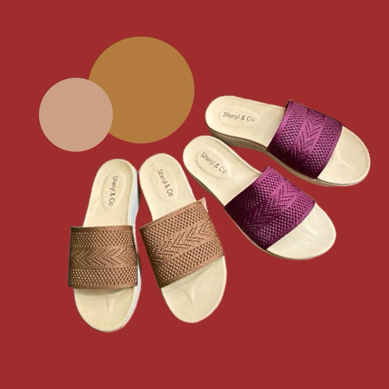 Sandal wanita kekinian/sandal slop rajut/sandal lebaran