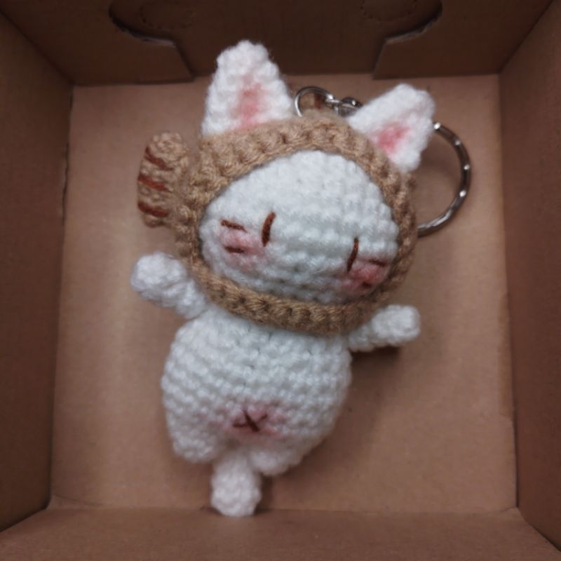 Kitty Taiyaki Crochet Keychain