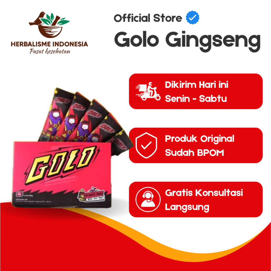 

Mister Golo Ginseng Herbal - Minuman Herbal Kebugaran & Penambah Stamina Pria - 1 Box isi 5 Saset