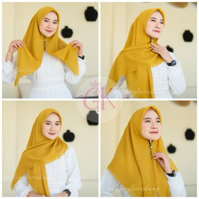 SALE  Segi Empat Zipper / Hijab Segiempat Zyper / Kerudung Zyper / Hijab Sleting / Segitiga Seleting