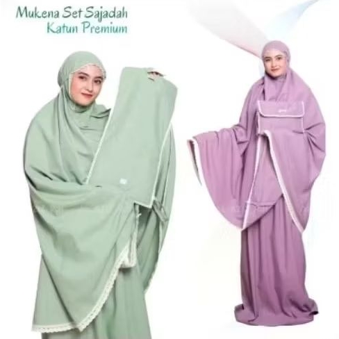 Mukena Katun Polos Renda Rajut/Mukena Polos/Mukena 2in1/Mukena Katun Premium