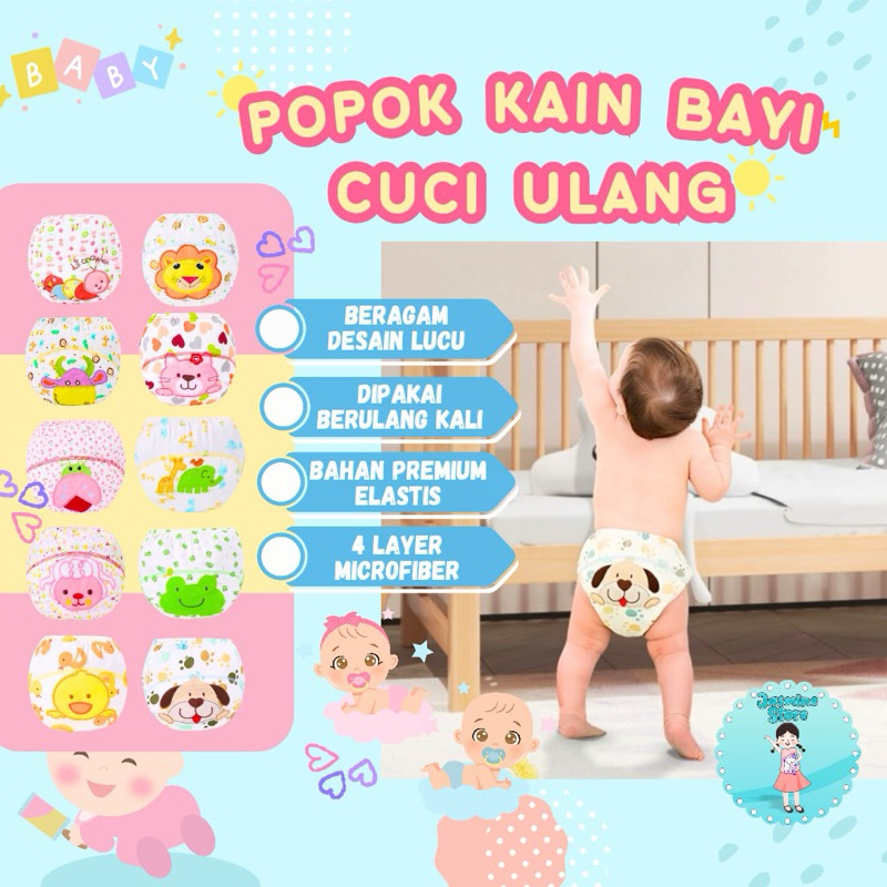 Training Pants Baby 6 Layer Celana Popok Bayi 6 Layer cuci ulang popok kain bayi clodi popok bayi cu