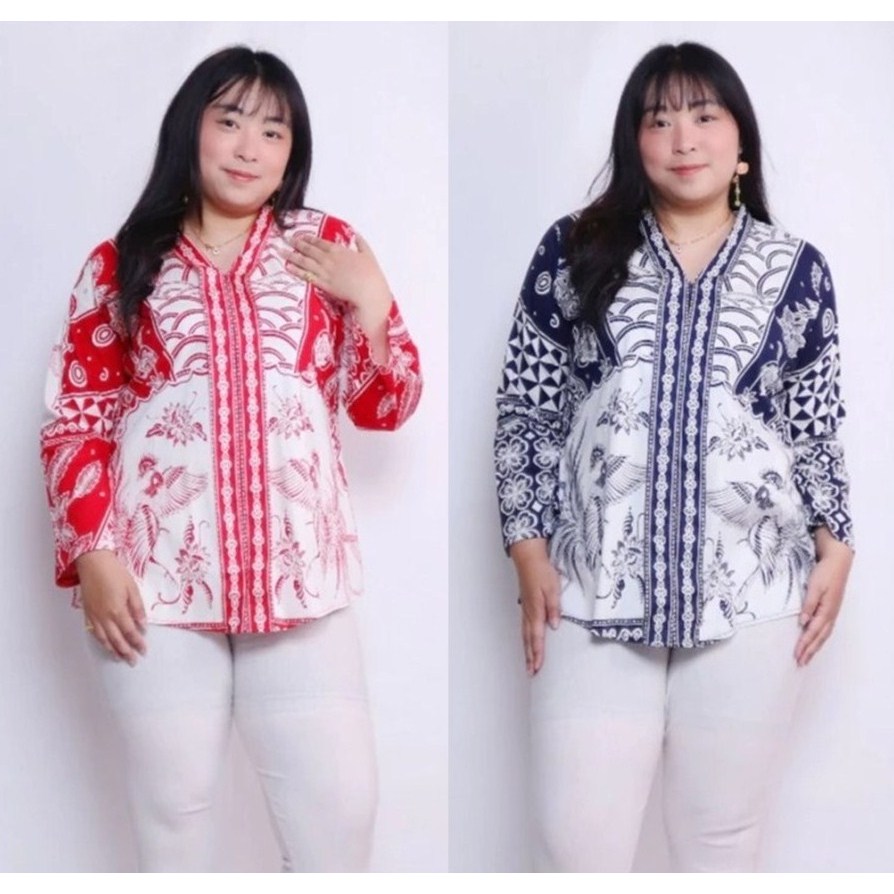 BAJU ATASAN BLOUSE BLUS BATIK WANITA PREMIUM 188 JUMBO BIG SIZE LD 120 CM BAJU HAMIL BUMIL XXL XXXL 