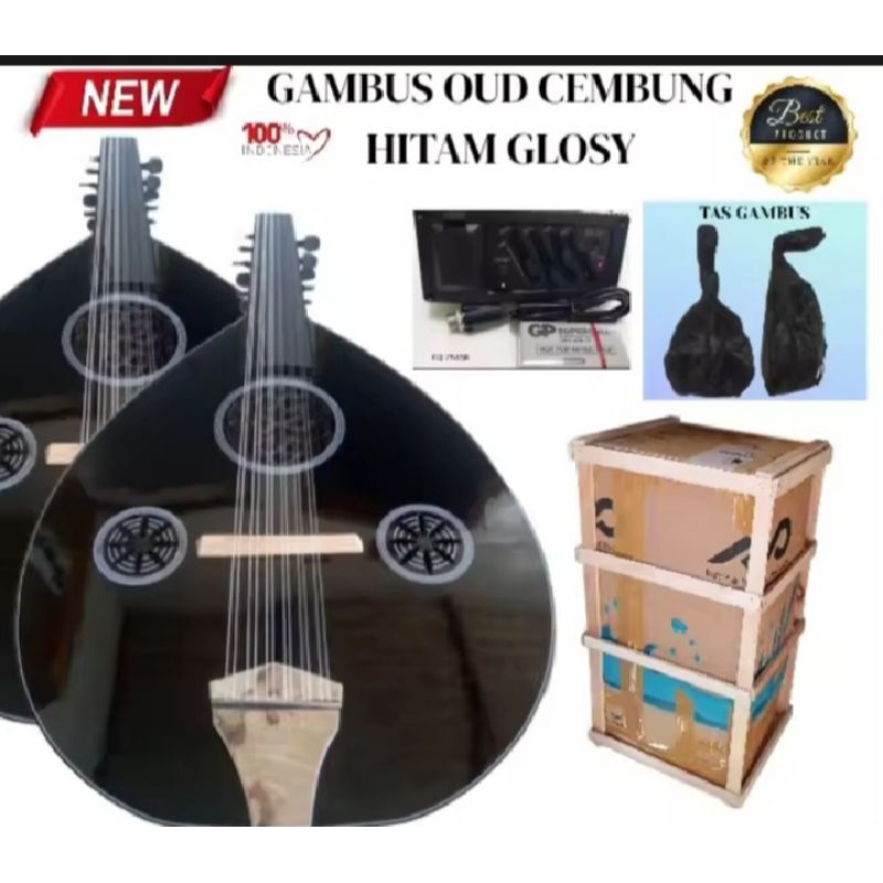 gitar gambus akustik elektrik free packing kayu