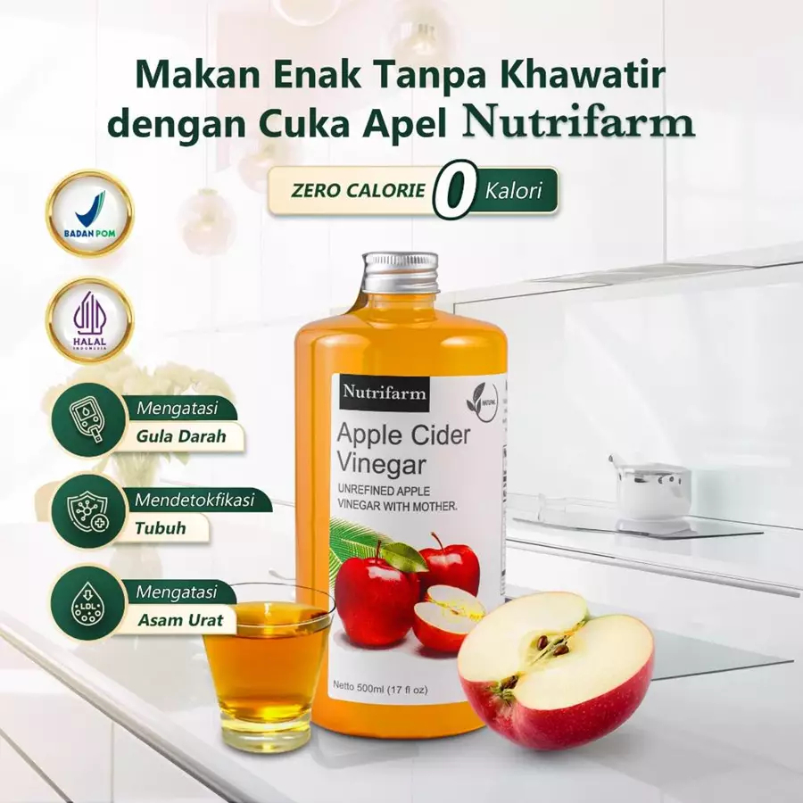 

Cuka Apel | Nutrifarm Apple Cider Vinegar | Cuka Apel Organik 500ml