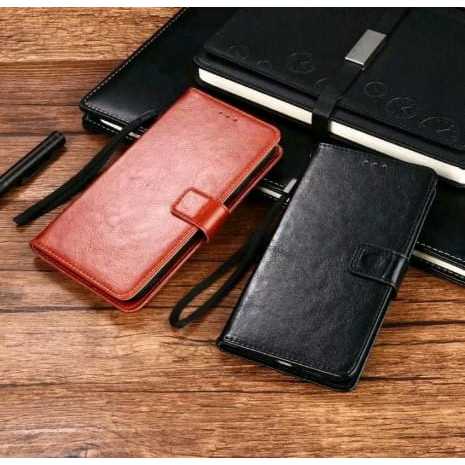 Case Oppo A76 (CPH2375) Leather flip model dompet bahan kulit premium