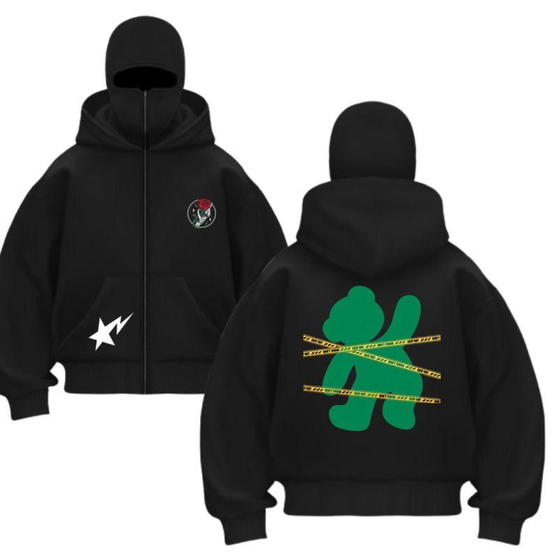 HOODIE BALACLAVA ZIPPER NINJA JACKET HOODIE BALACLAVA UNISEX BOXY