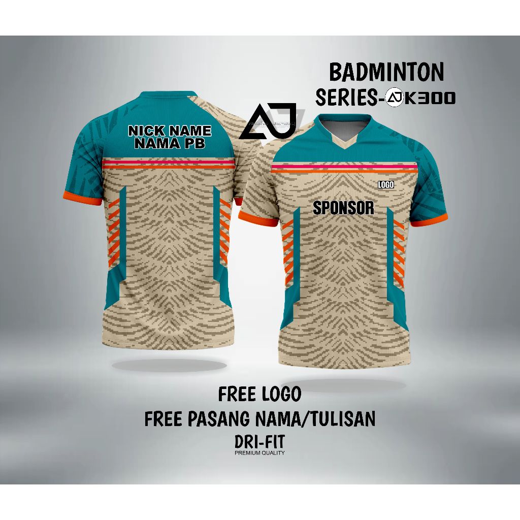 JERSEY BADMINTON KAOS BULUTANGKIS OLAHRAGA CUSTOM FULL PRINTING TAMBAH NAMA LOGO SPONSOR 2025 AJK300