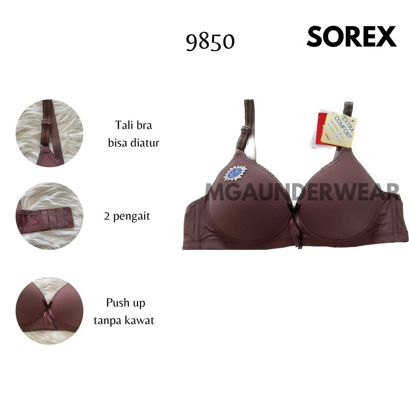 Bra Wanita Sorex 9850 Polos Tanpa Motif Tali Aktif Tanpa Kawat