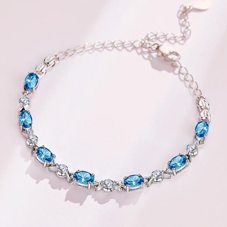 Gelang kristal gelang rantai wanita gelang rantai Korea baru gelang safir perak 925
