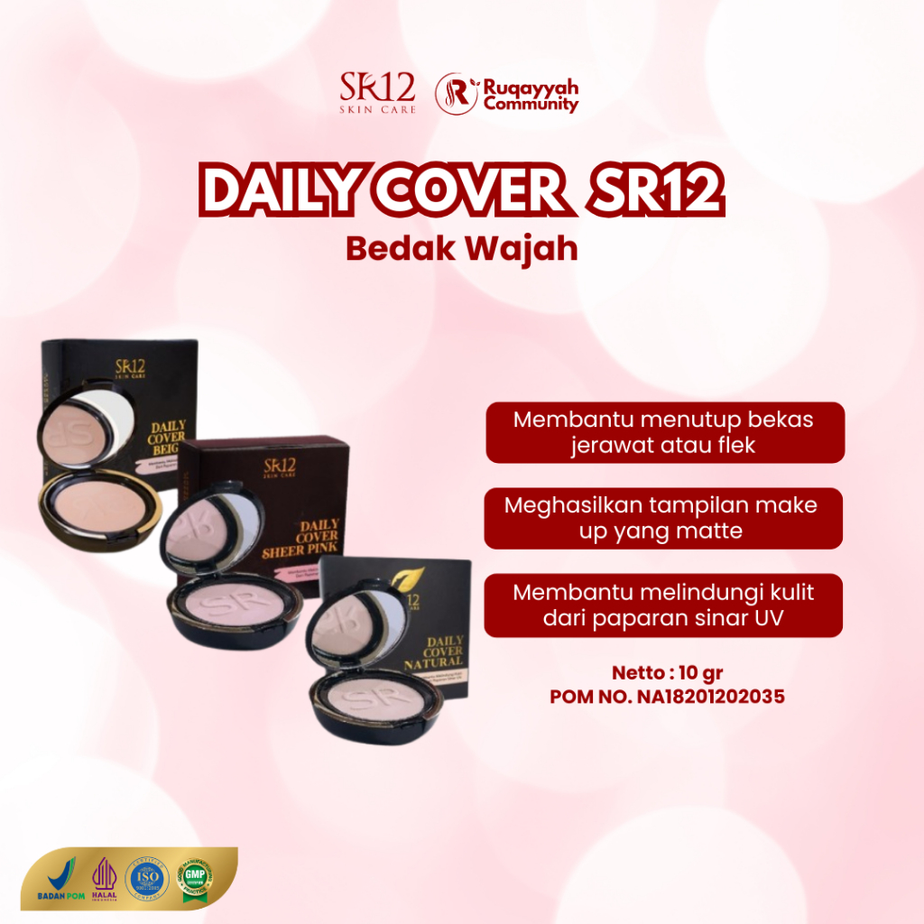 Bedak Glowing SR12 Daily Cover - Bedak Padat SR12 Kosmetik BPOM - Bedak anti luntur - matte glowing