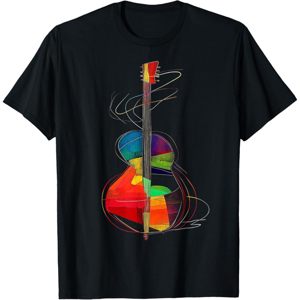 Ilustrasi Motif Alat Musik Gitar Kaos Gitar
