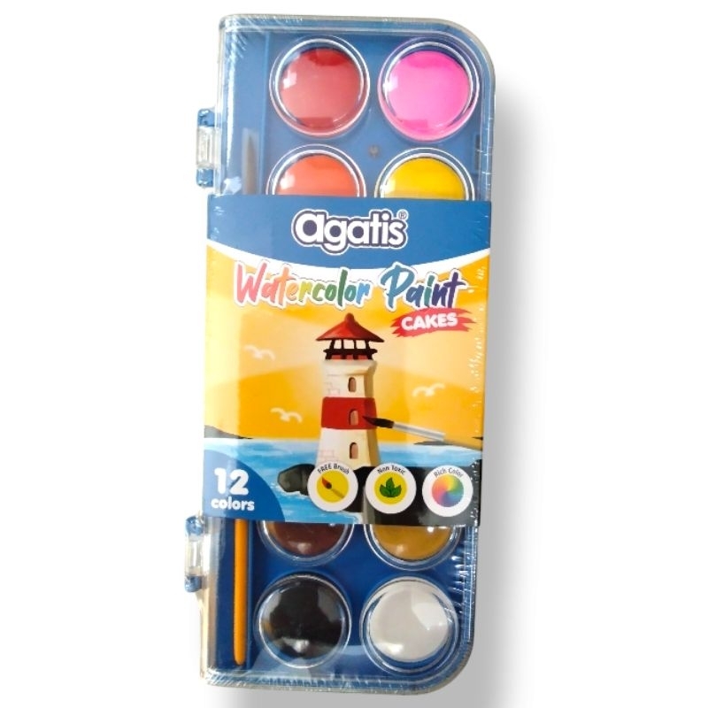 

Watercolor Paint Cakes/Cat Air Agatis (Isi 12 Warna)