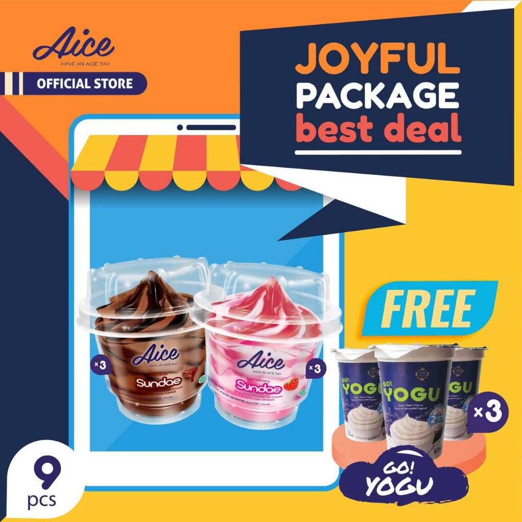 

Aice Paket Joyful Package Ice Cream Sundae strawberry 3 Sundae Chocolate 3 Mix Yogu 3 Cup es krim yogu eskrim