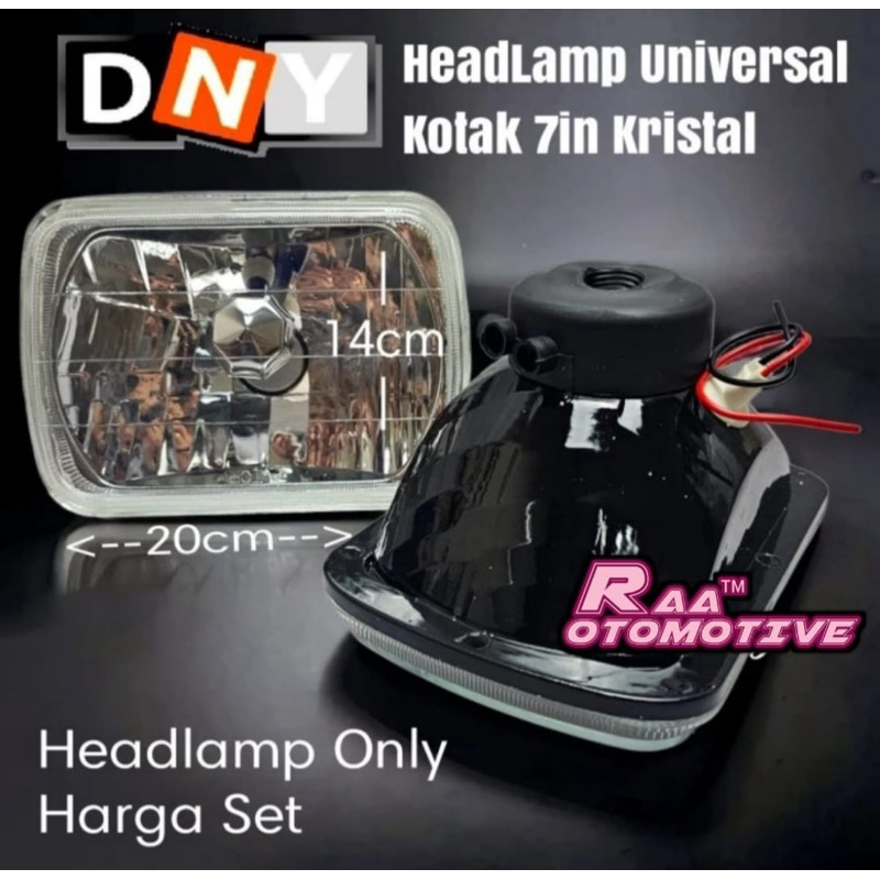 Headlamp Lampu Utama Type Kotak Kristal 7inch - Harga Set