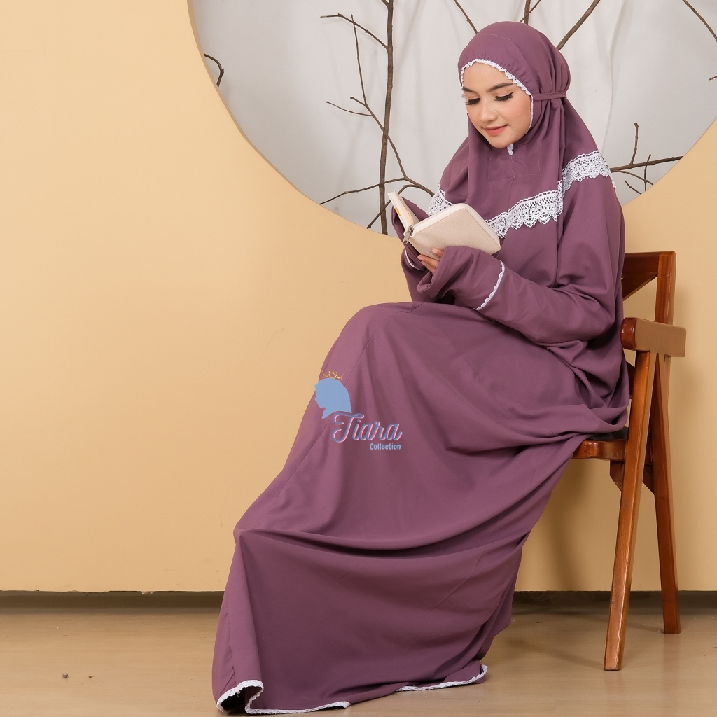 Mukena Terusan Lajuran Dewasa Katun Renda Muslim