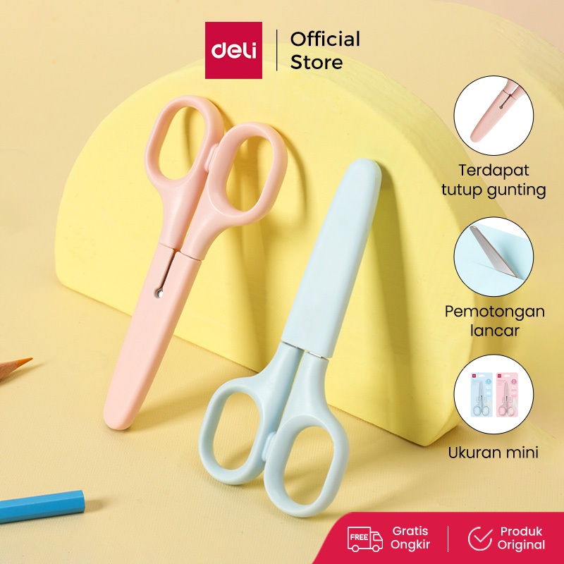 

Deli Gunting / School Scissors Warna Pastel Ujung Bulat Dilengkapi Penutup E6022