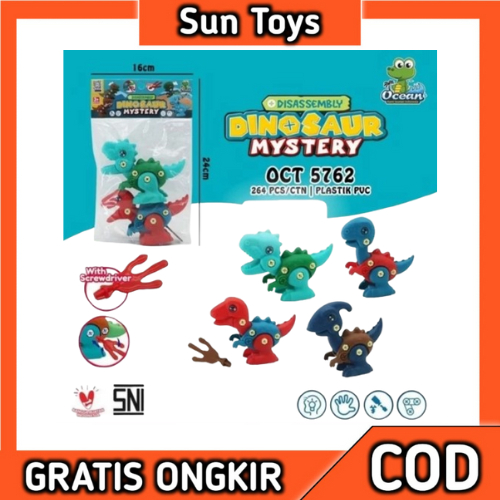 OCT 5762 DIY Dinosaur Disassembly Mystery Mainan Edukasi Anak Bongkar Pasang Robot Dinosaurus Dino V
