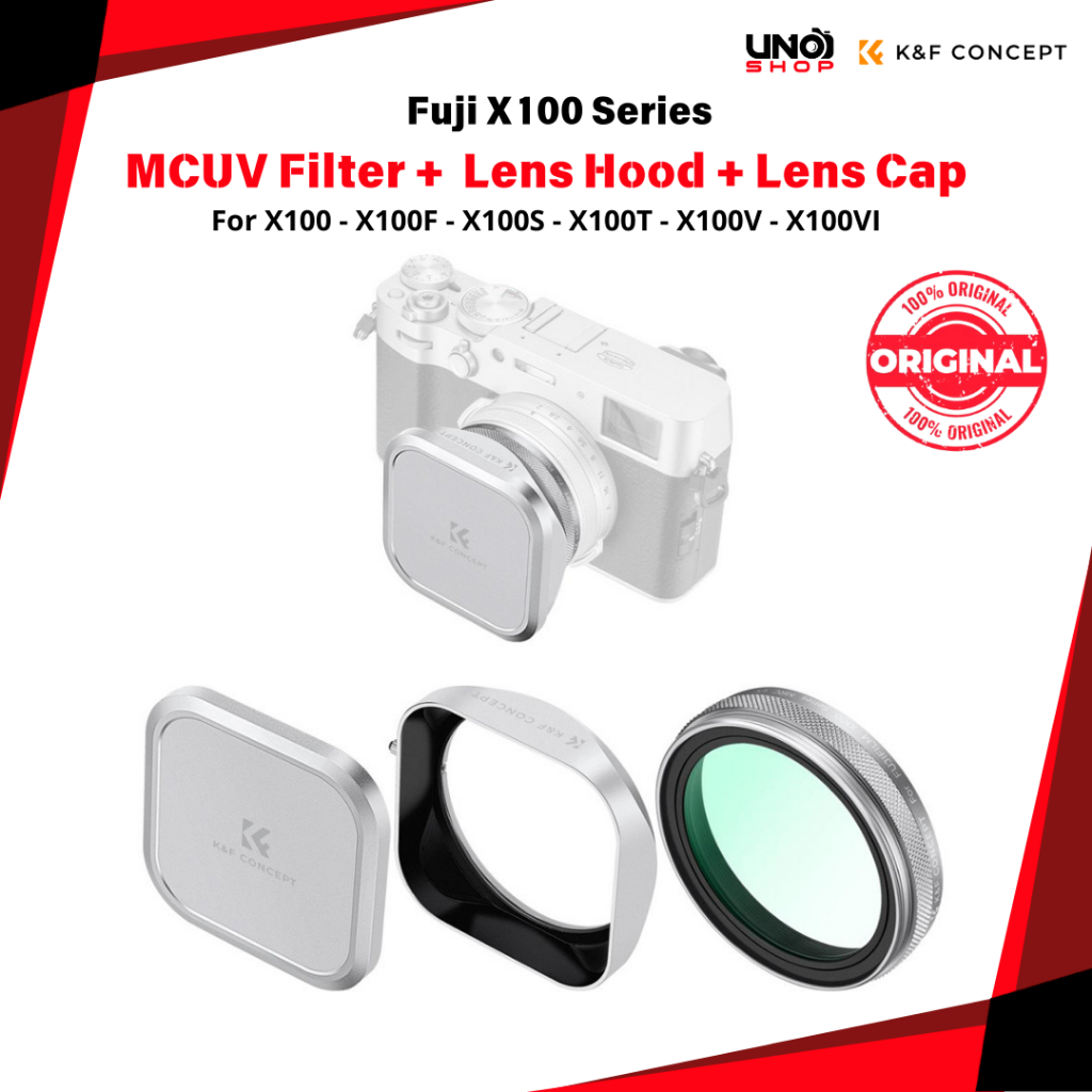 K&F Concept UV Filter Lens Hood and Lens Caps for Fujifilm X100, X100F, X100S, X100T, X100V, X100VI