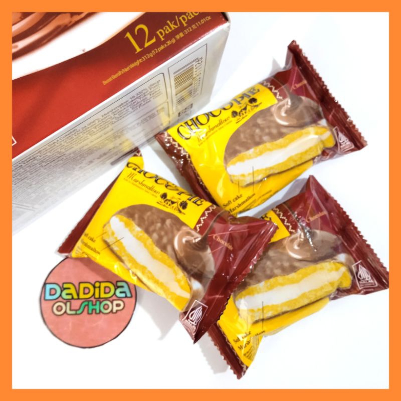 

Lotte chocopie marshmallow softcake isi marshmallow salut coklat 26 g per bungkus