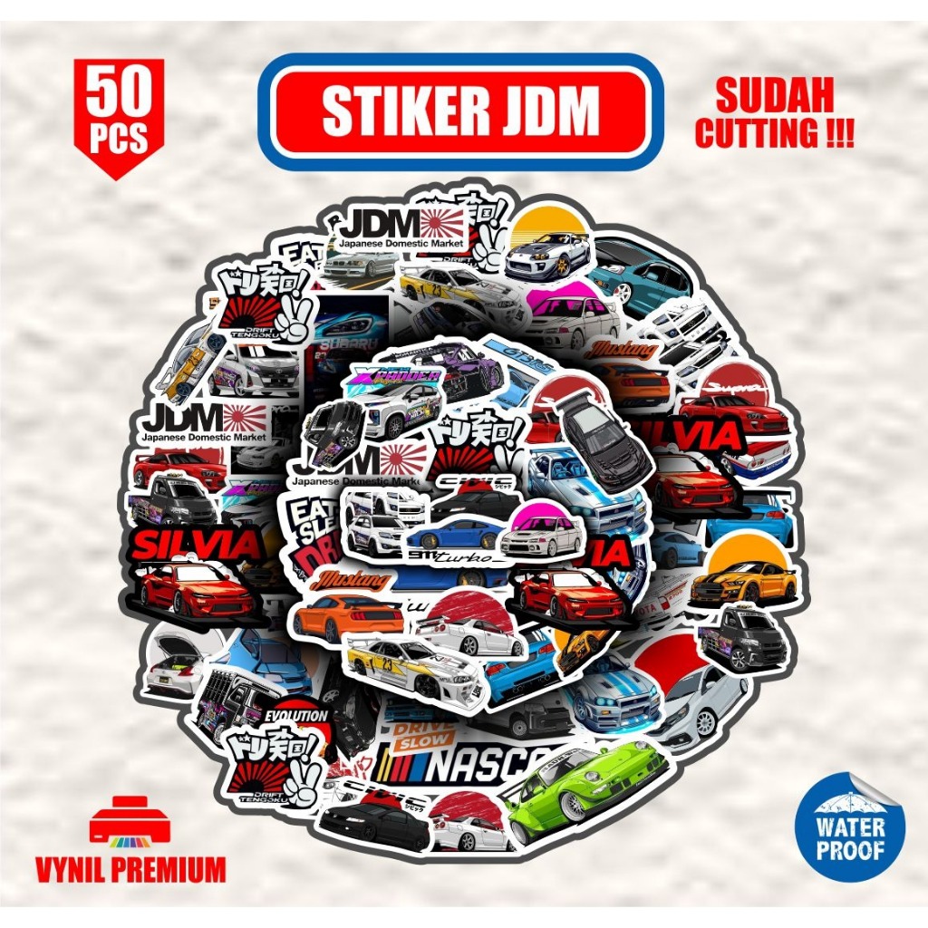 

Stiker pack JDM car isi 50pcs stiker racing bengkel mobil stiker case aesthetic