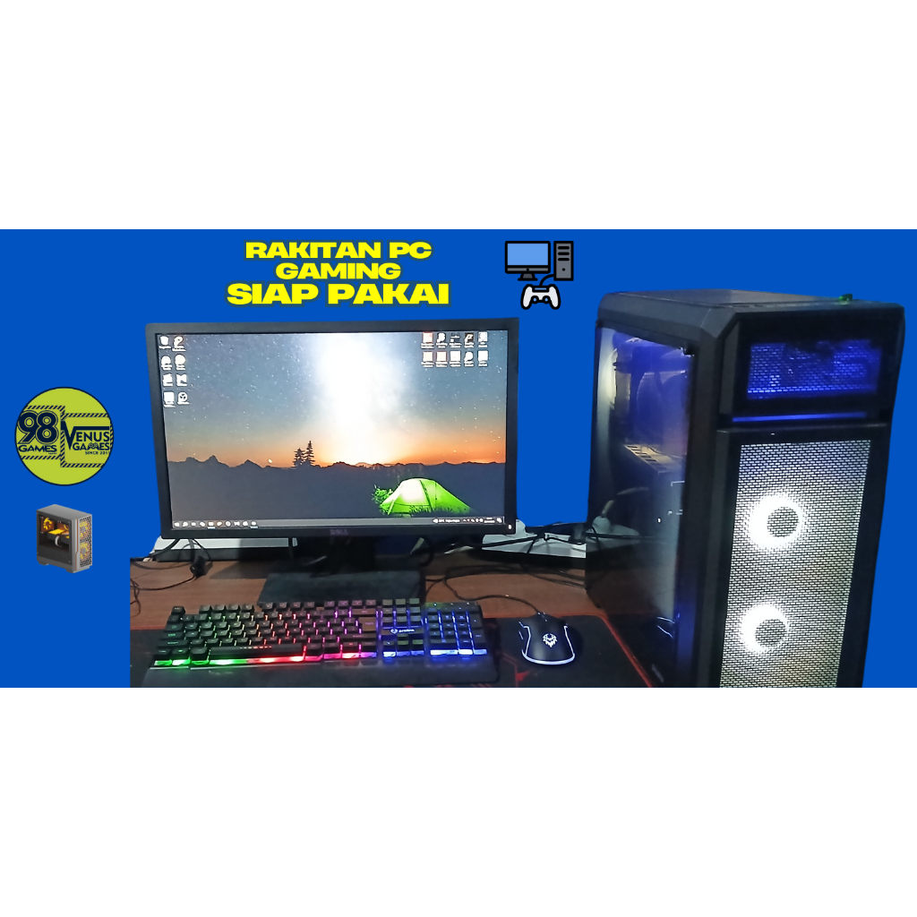 PC Gaming Fullset Intel Core I7 7700 SSD 256GB lengkap LED 24 inc Keyboard Mouse GAMING