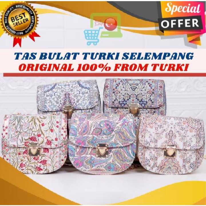 TAS SELEMPANG TURKI BULAT ASLI MEWAH ELEGAN | TAS TURKEY SOUVENIR PERNIKAHAN OLEH OLEH HAJI UMROH