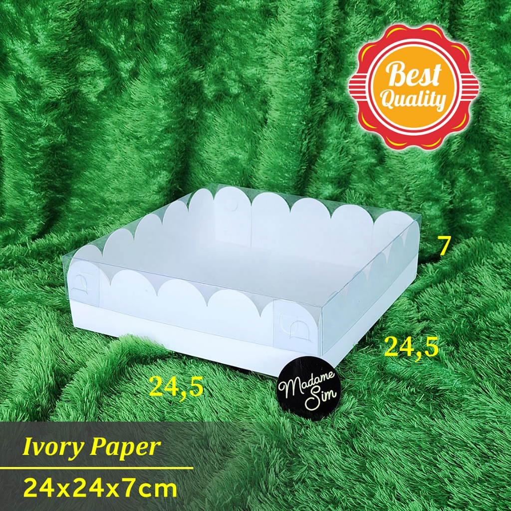 

BOX MIKA PUTIH - DUS CAKE - KOTAK KADO HAMPERS 24x24x7 (ISI : 10 PCS)