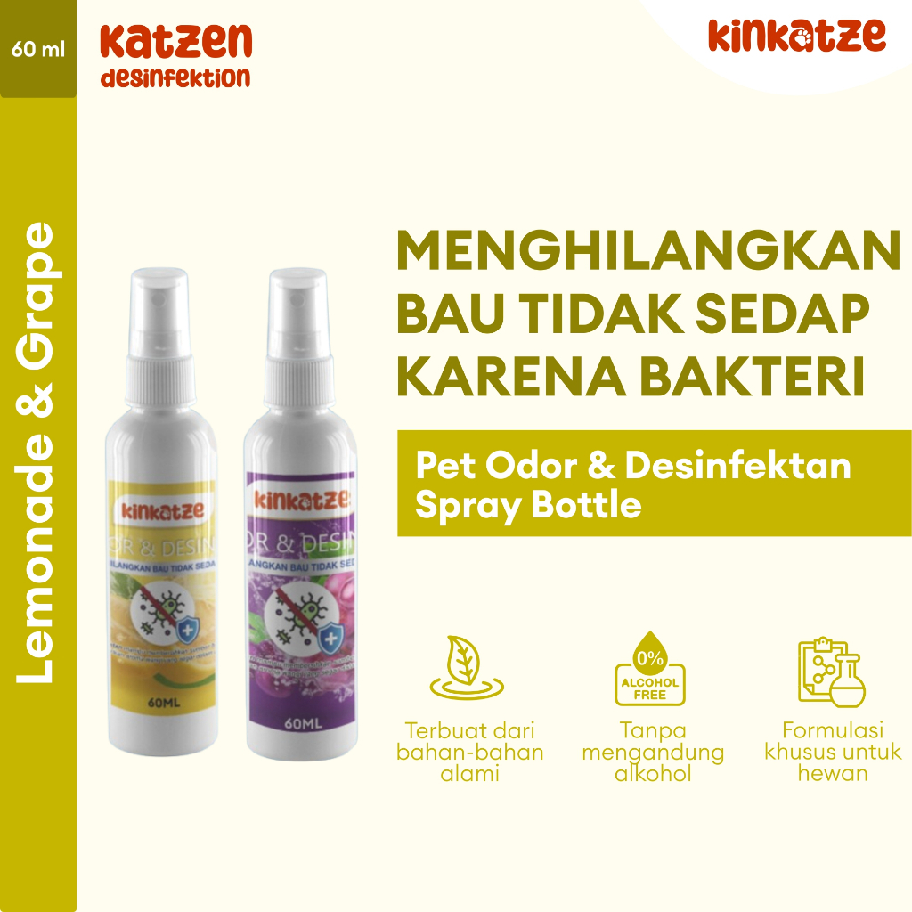 Kinkatze  60 ml Pet Odor Remover Spray Semprotan Desinfektan Penghilang Bau Kucing Anjing Peliharaan