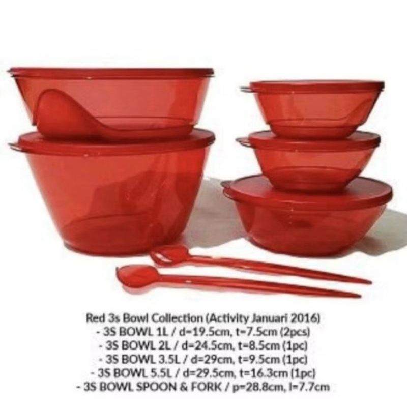 Tupperware Eceran 3S Bowl wadah Saji Crystal