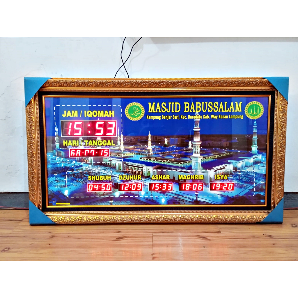 Jam Masjid DIgital Imsyak Jumbo ukuran150cm x 50cm Pengaturan HP