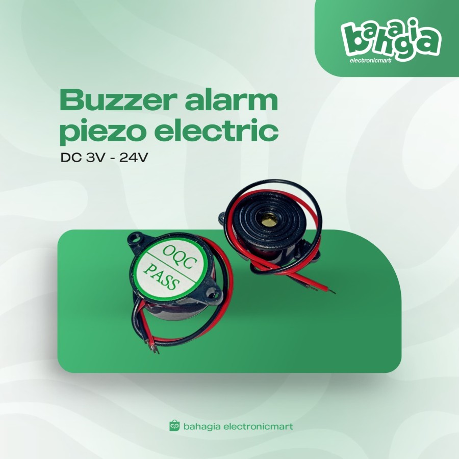 Buzzer Buser Alarm Active Aktif / Buzzer Piezo Alarm Electric Hitam DC 3V-24V