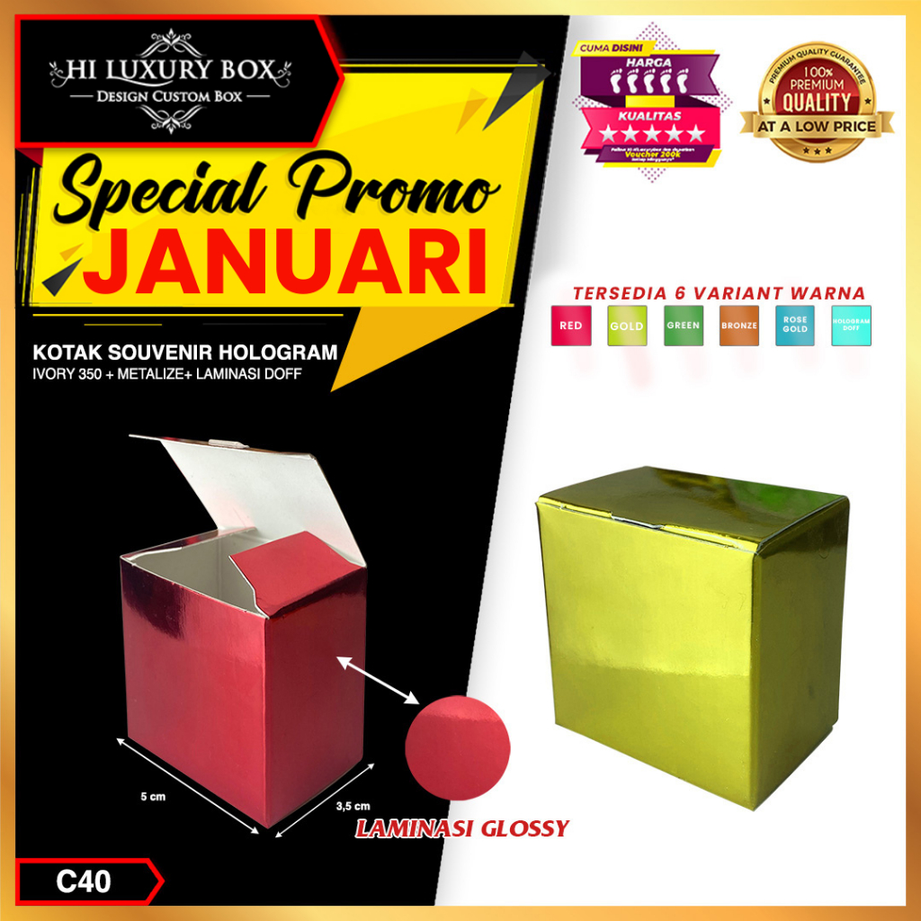 

Kotak Souvenir Hologram - Box Packaging Kecil - Dus Hadiah Mewah - C40