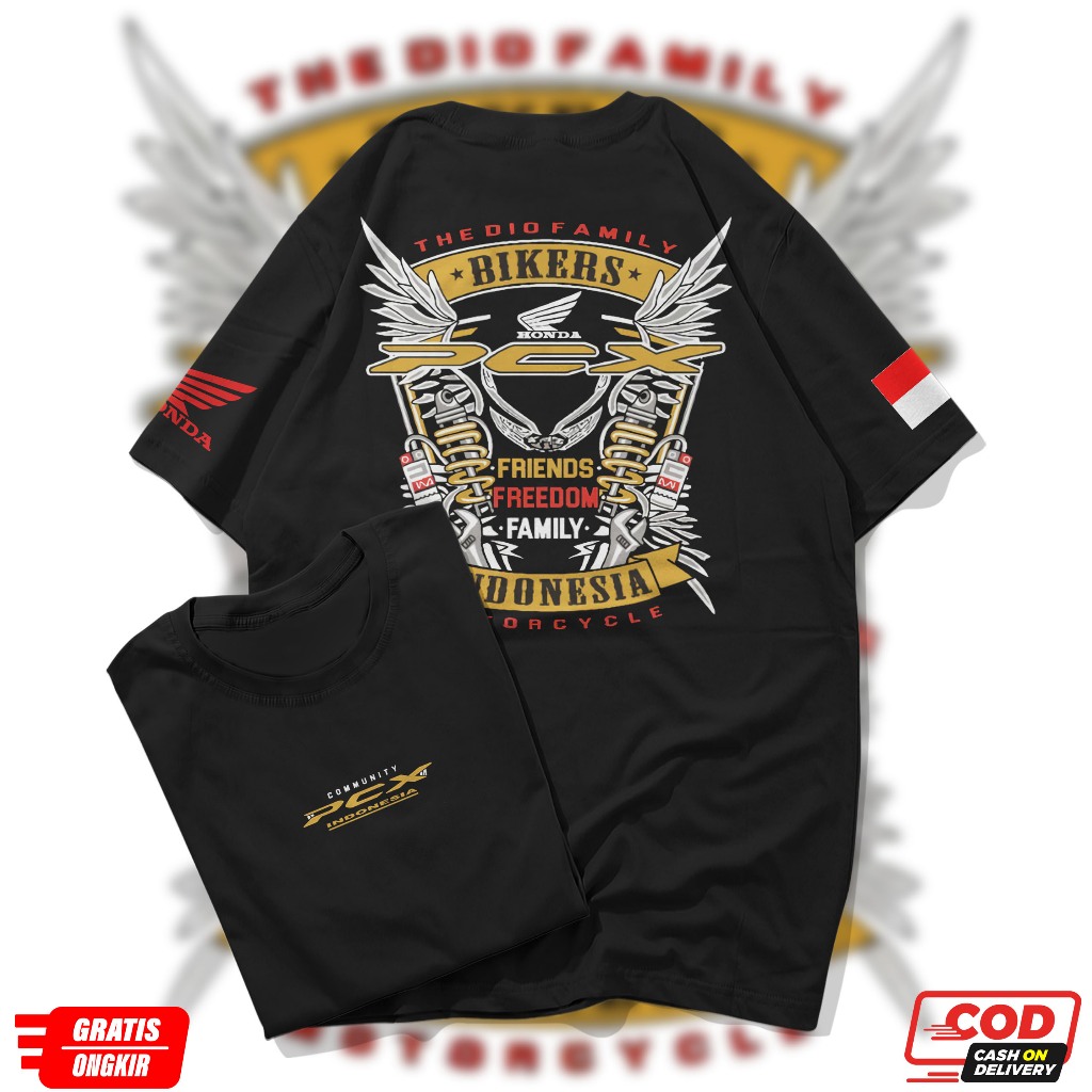 KAOS PRIA COMMUNITY PCX INDONESIA BLACK | SIMPLE, DINAMIS, DAN MEMBERIKAN KESAN KASUAL | KAOS DISTRO