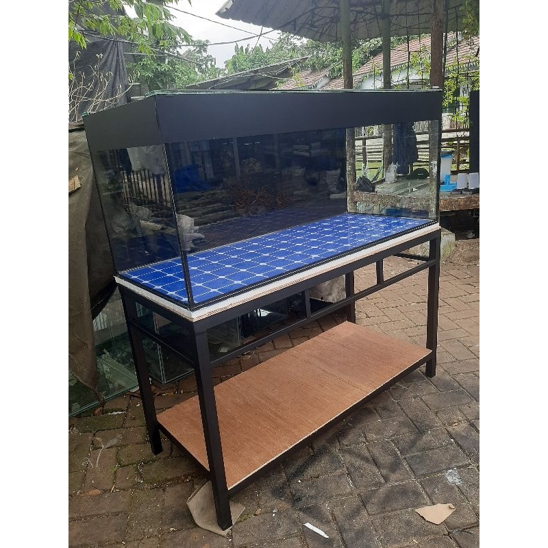 Aquarium 120x50x50 8mm Lem Hitam & Rak Besi Hollo 4x4